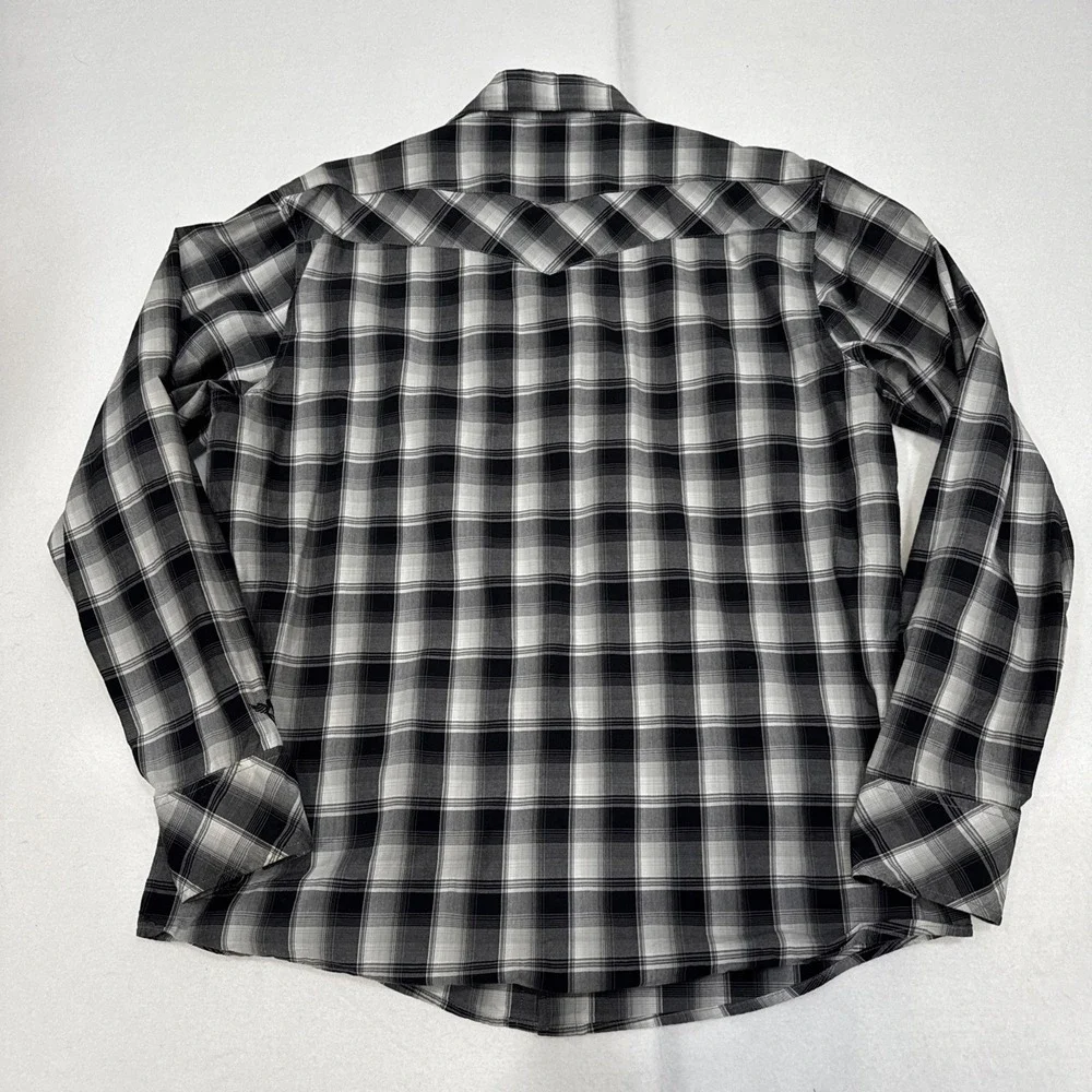 Topo Ranch Pearl Snap‎ Plaid Western Long Sleeve Rockabilly Shirt Size Medium